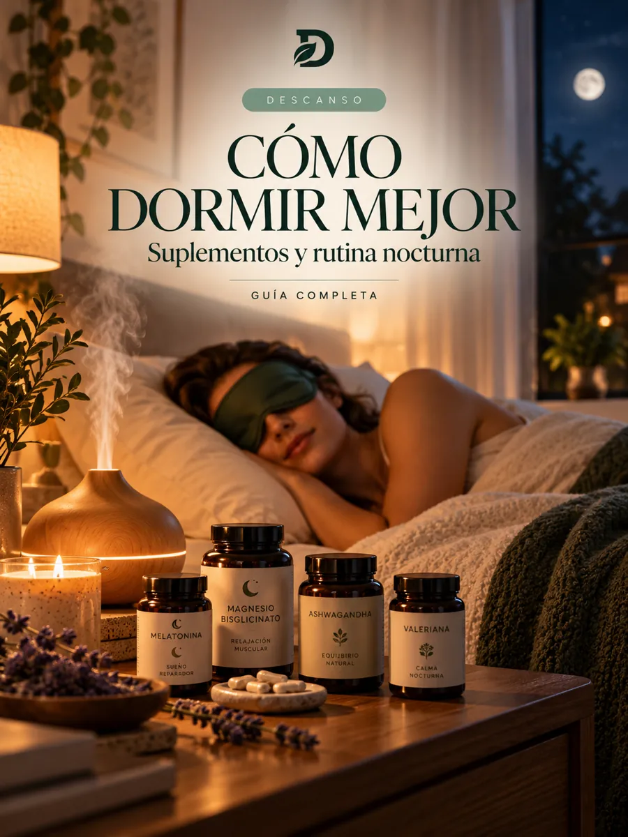 Portada de la guía cómo dormir mejor con suplementos y ritual nocturno