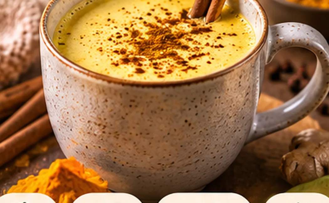 Fotografía de golden milk de cúrcuma con canela