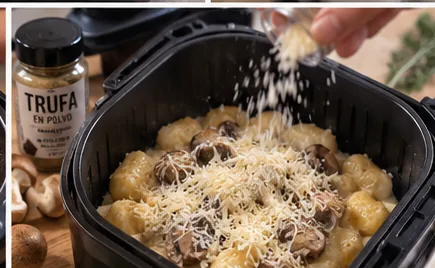 Ñoquis enfadados de setas, queso y trufa