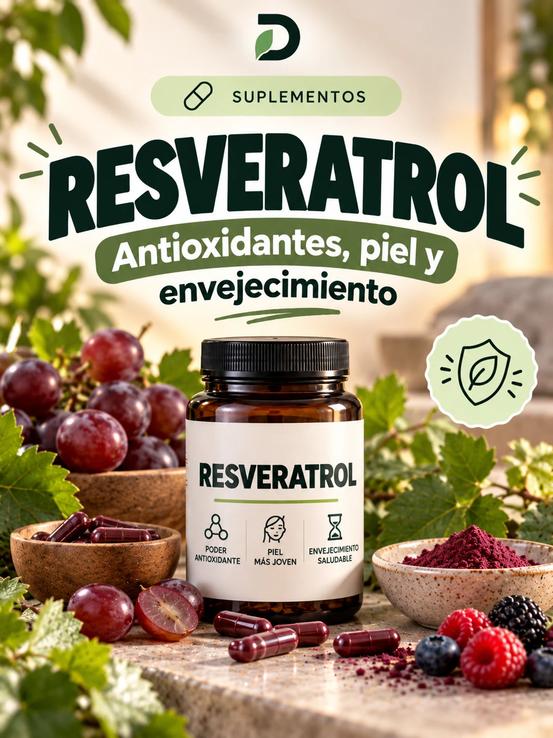 Resveratrol, uvas y extracto vegetal